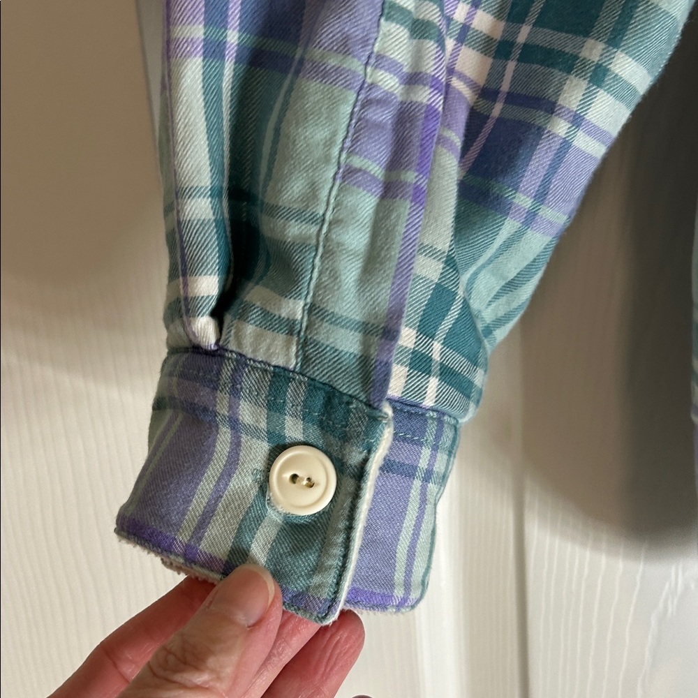 L.L. Bean Women's Fleece-Lined Flannel Plaid Shirt Jacket Size Large - Picture 7 of 14